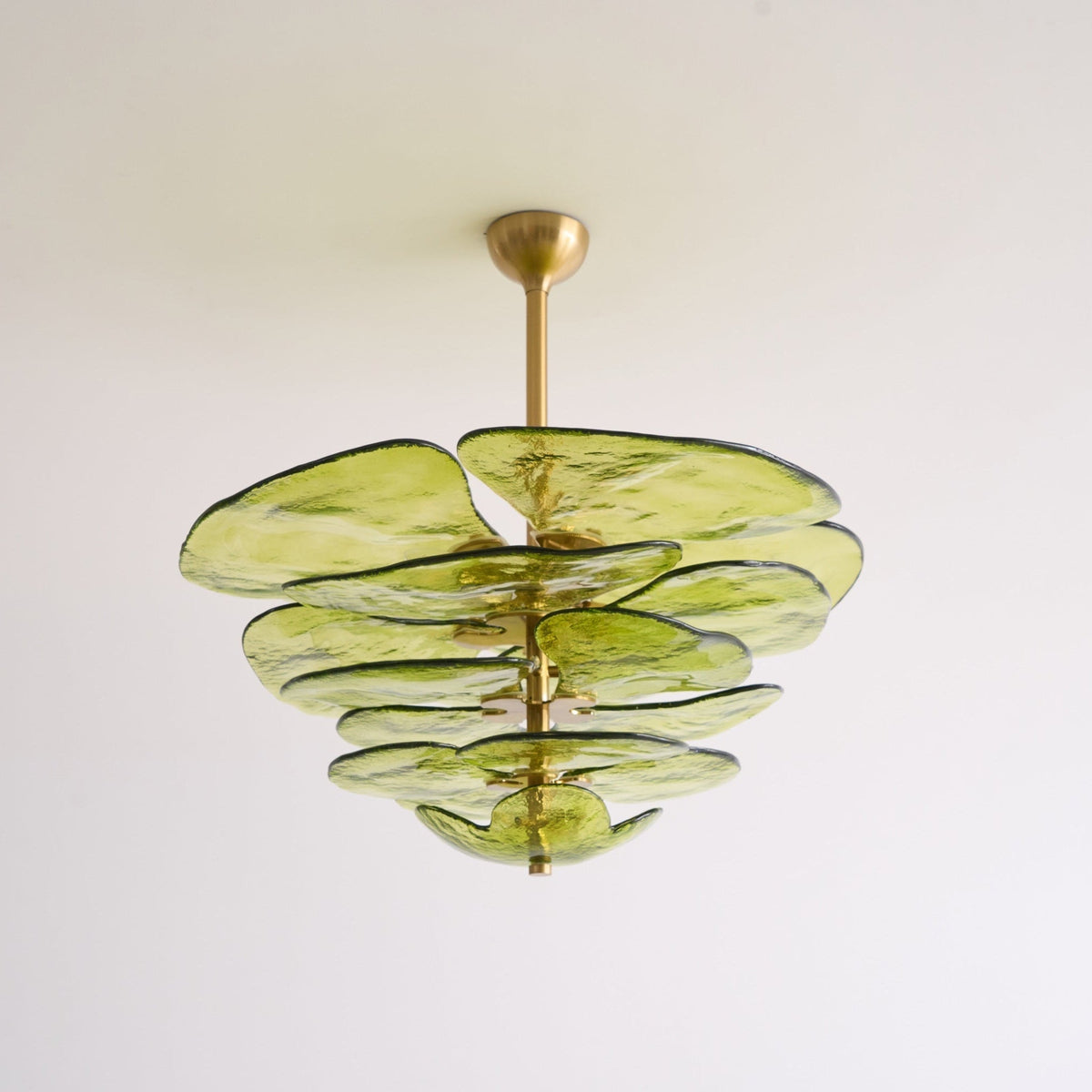 Petals Gold Murano Chandelier - 8-lights ∅ 21.6″ x H 8.6″Clear & GoldBlushlighting