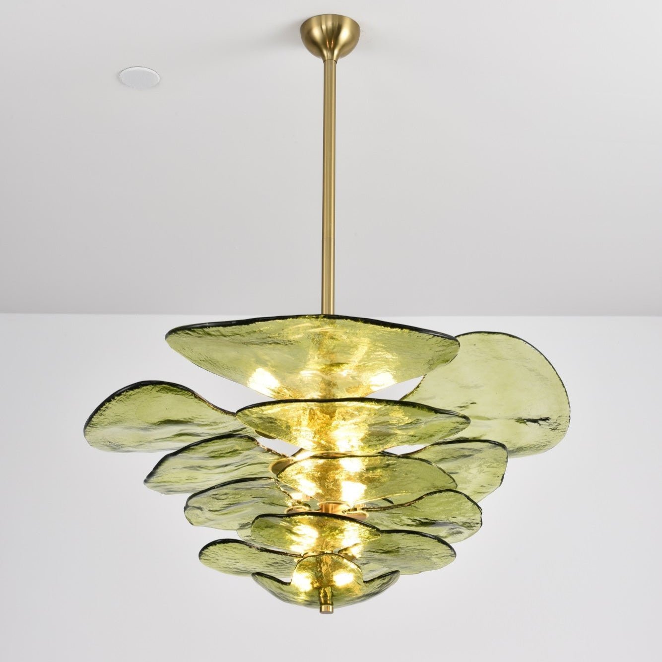 Petals Gold Murano Chandelier - 12-lights ∅ 26.3″ x H 11.4″Amber & GoldBlushlighting