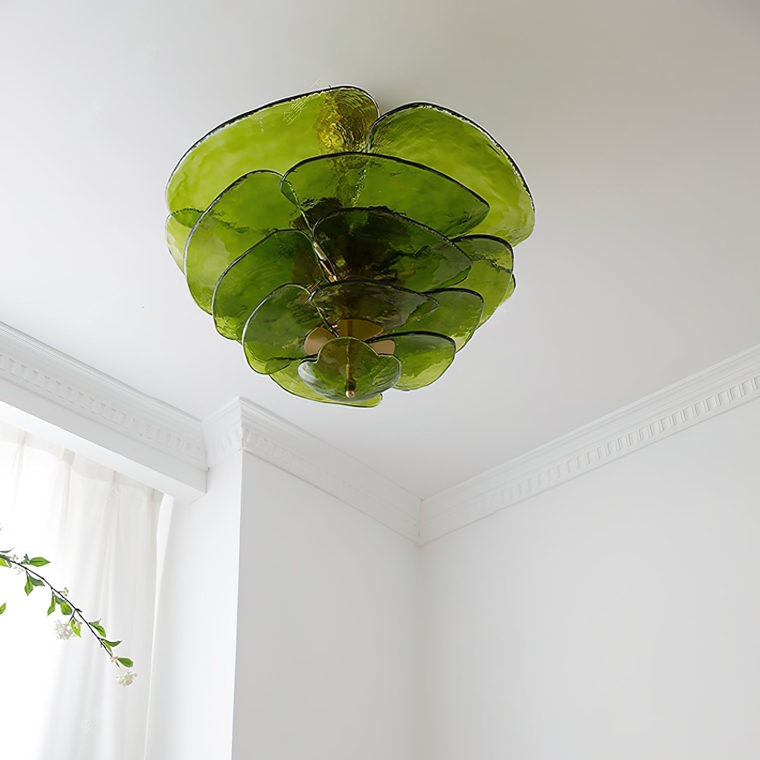 Petals Gold Murano Chandelier - 8-lights ∅ 21.6″ x H 8.6″Clear & GoldBlushlighting