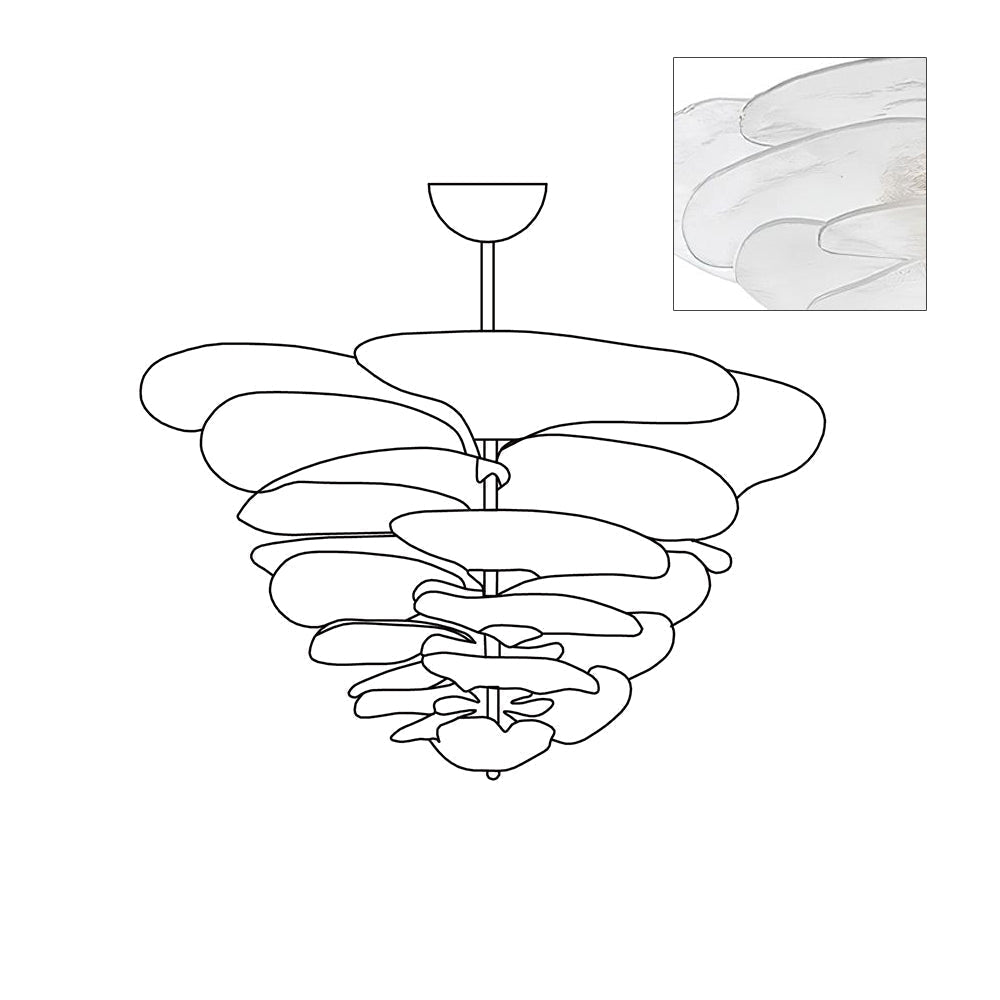 Petals Gold Murano Chandelier - 20-lights ∅ 39.4″ x H 21.7″Pink & GoldBlushlighting