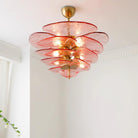 Petals Gold Murano Chandelier - 8-lights ∅ 21.6″ x H 8.6″Clear & GoldBlushlighting