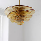 Petals Gold Murano Chandelier - 12-lights ∅ 26.3″ x H 11.4″Clear & GoldBlushlighting