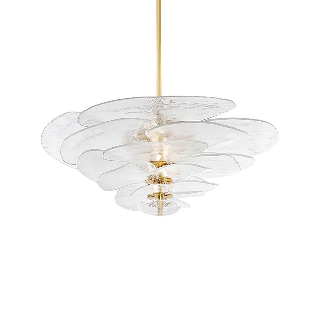 Petals Gold Murano Chandelier - 20-lights ∅ 39.4″ x H 21.7″Clear & GoldBlushlighting