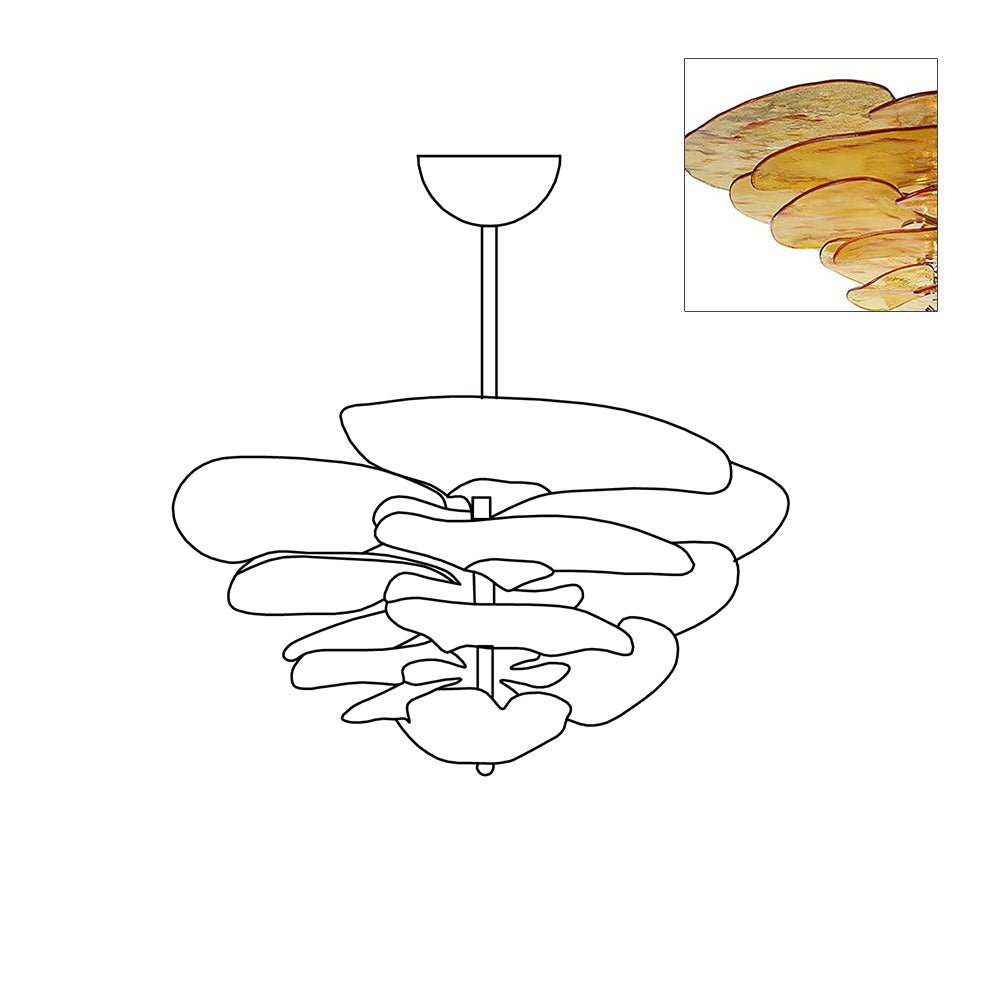Petals Gold Murano Chandelier - 12-lights ∅ 26.3″ x H 11.4″Amber & GoldBlushlighting