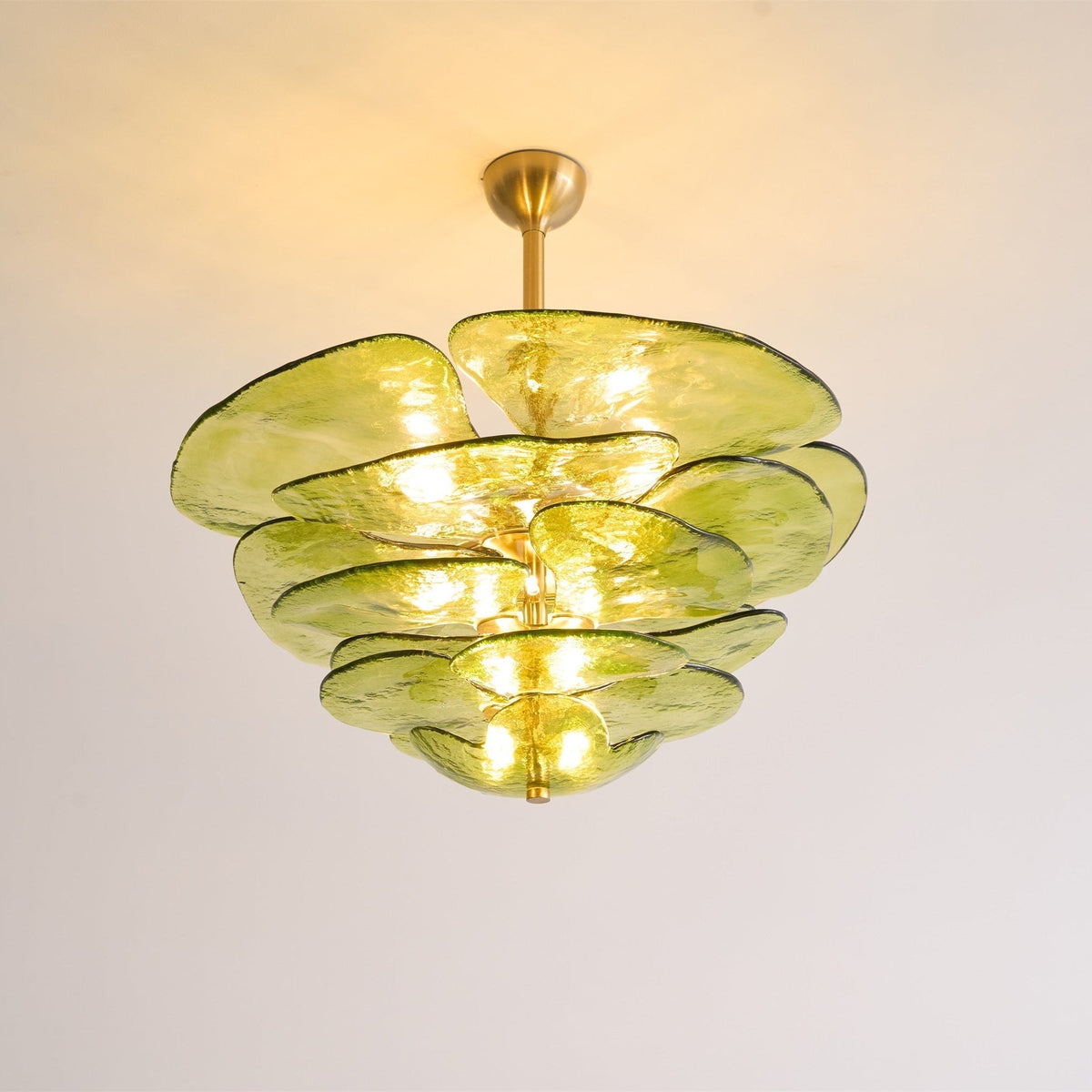Petals Gold Murano Chandelier - 8-lights ∅ 21.6″ x H 8.6″Clear & GoldBlushlighting