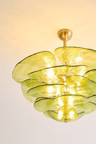 Petals Gold Murano Chandelier - 8-lights ∅ 21.6″ x H 8.6″Clear & GoldBlushlighting