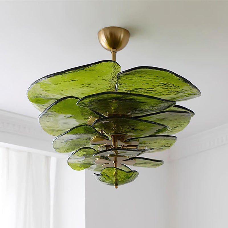 Petals Gold Murano Chandelier - 16-lights ∅ 31.5″ x H 17.7″Green & GoldBlushlighting