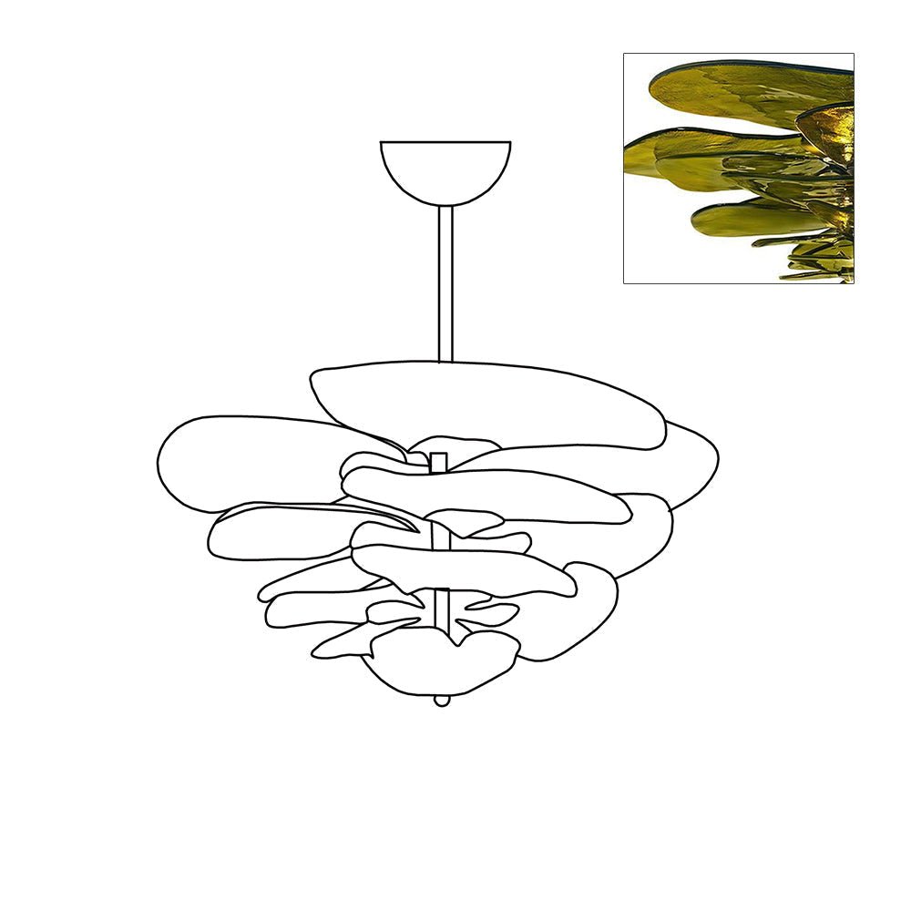 Petals Gold Murano Chandelier - 20-lights ∅ 39.4″ x H 21.7″Pink & GoldBlushlighting