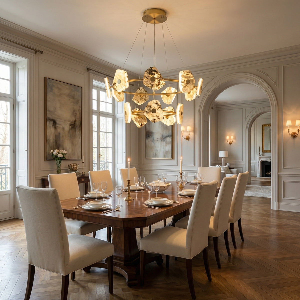 Petra Chandelier Modern Dining Room 39.4" D - Blushlighting