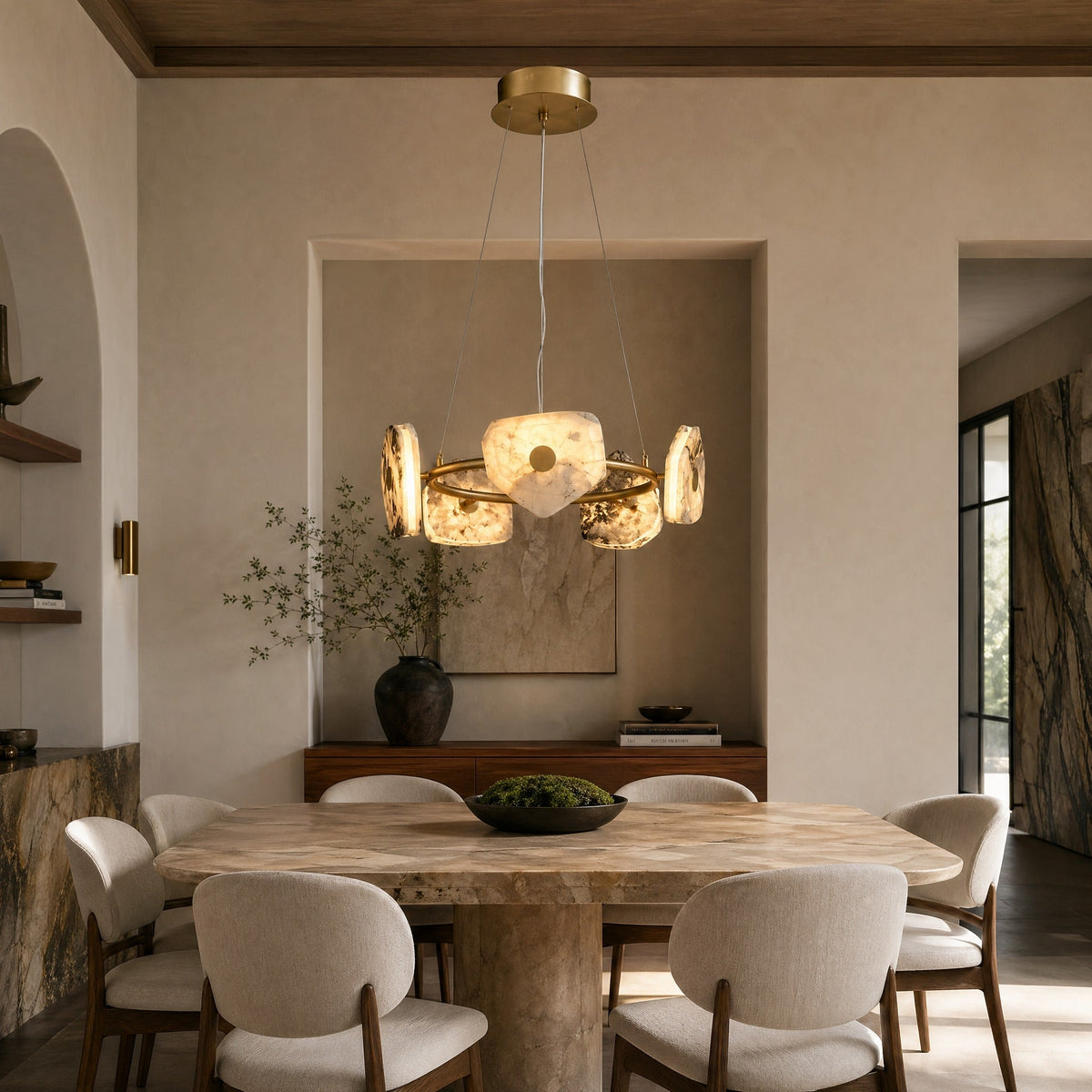 Petra Modern Natrual Stone Pendant Light - Ø23.6" × H7.9" (Ø60 × H20 cm)Blushlighting