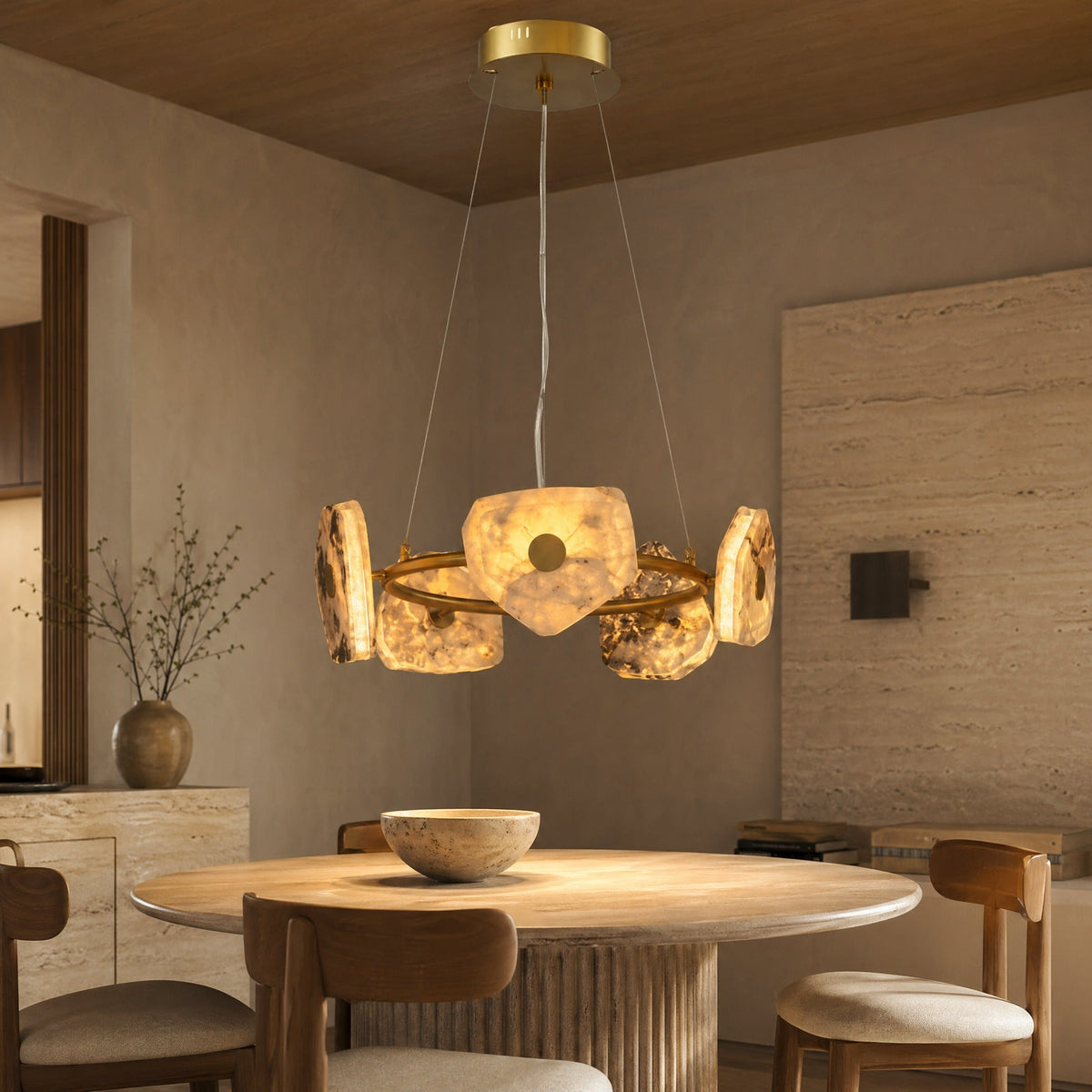 Petra Modern Natrual Stone Pendant Light - Ø23.6" × H7.9" (Ø60 × H20 cm)Blushlighting