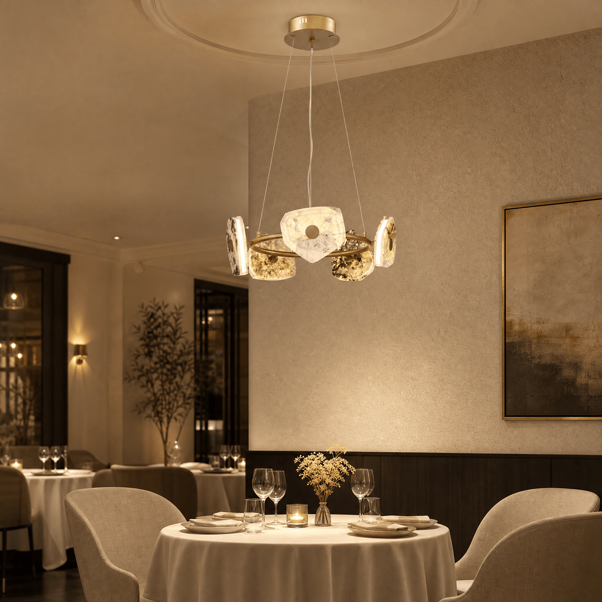 Petra Modern Natrual Stone Pendant Light - Ø31.5" × H7.9" (Ø80 × H20 cm)Blushlighting
