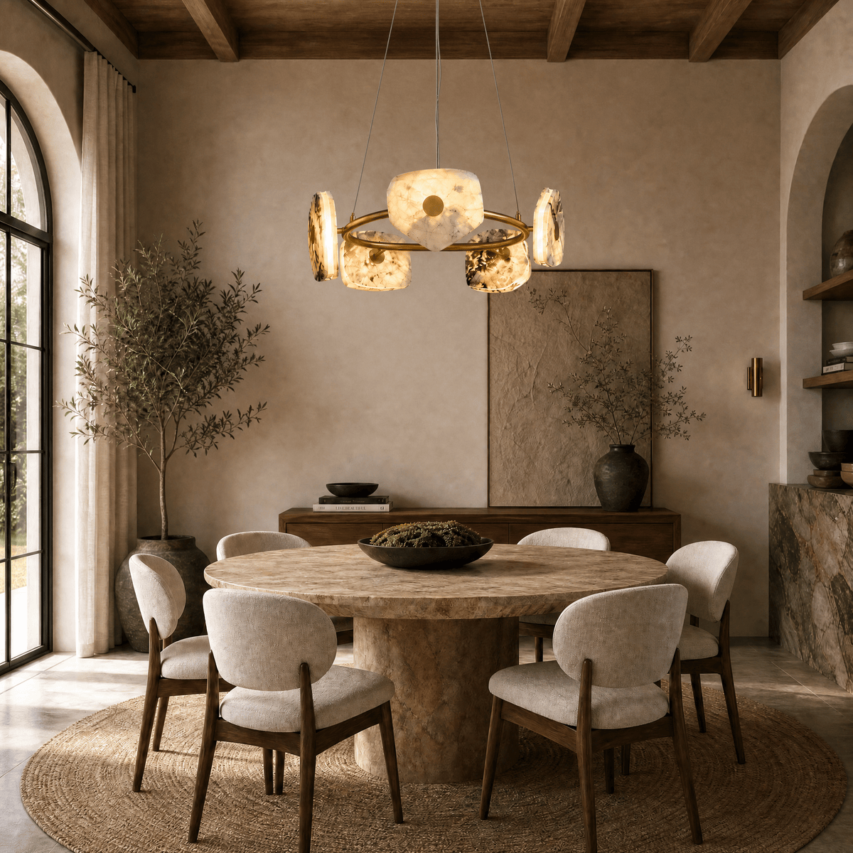 Petra Modern Natrual Stone Pendant Light - Ø31.5" × H7.9" (Ø80 × H20 cm)Blushlighting