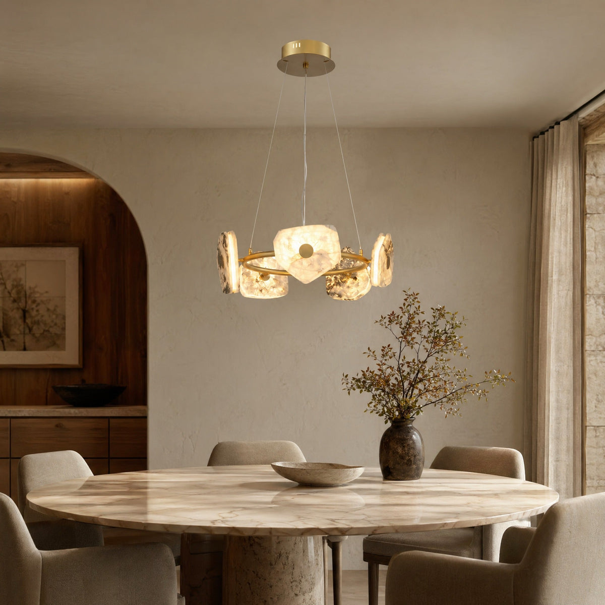 Petra Modern Natrual Stone Pendant Light - Ø23.6" × H7.9" (Ø60 × H20 cm)Blushlighting