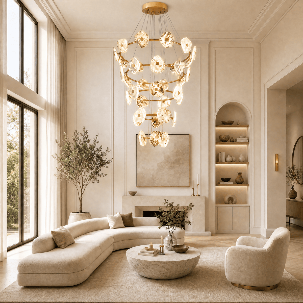 Petra Modern Natural Stone Cascading Chandelier - Blushlighting