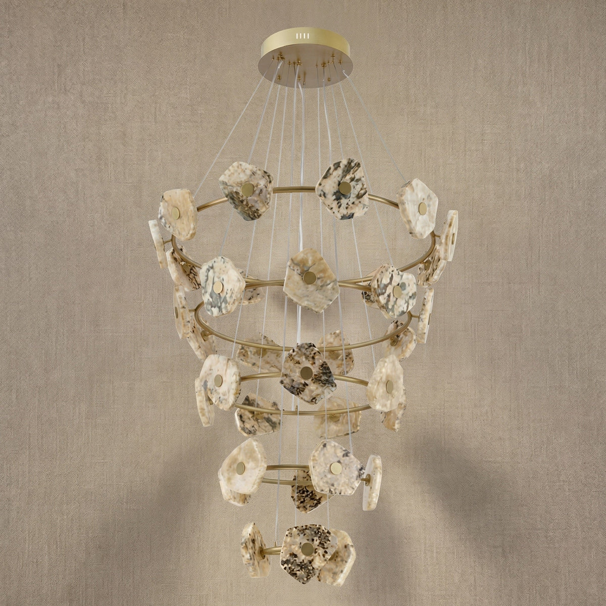 Petra Modern Natural Stone Cascading Chandelier - Blushlighting