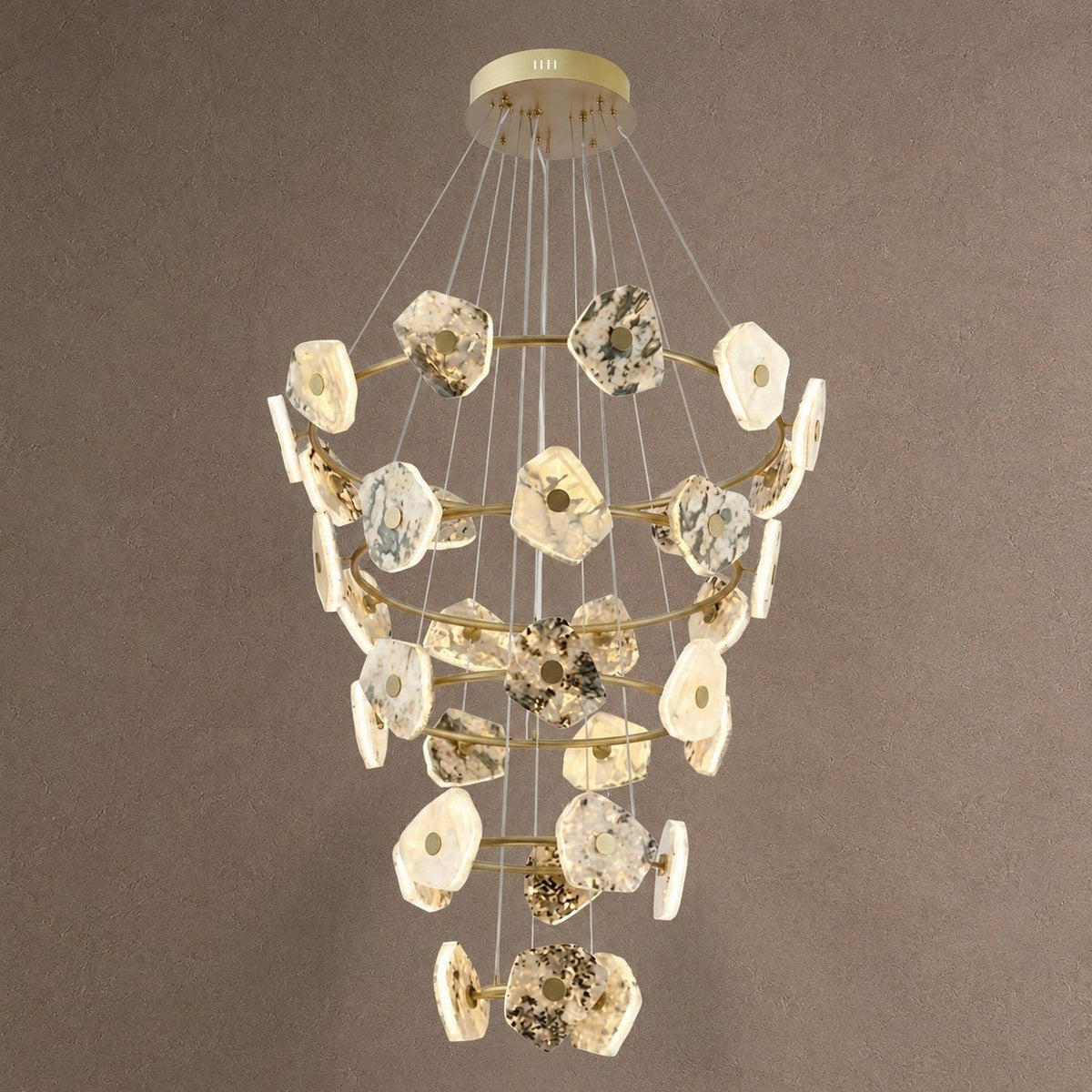 Petra Modern Natural Stone Cascading Chandelier - Blushlighting