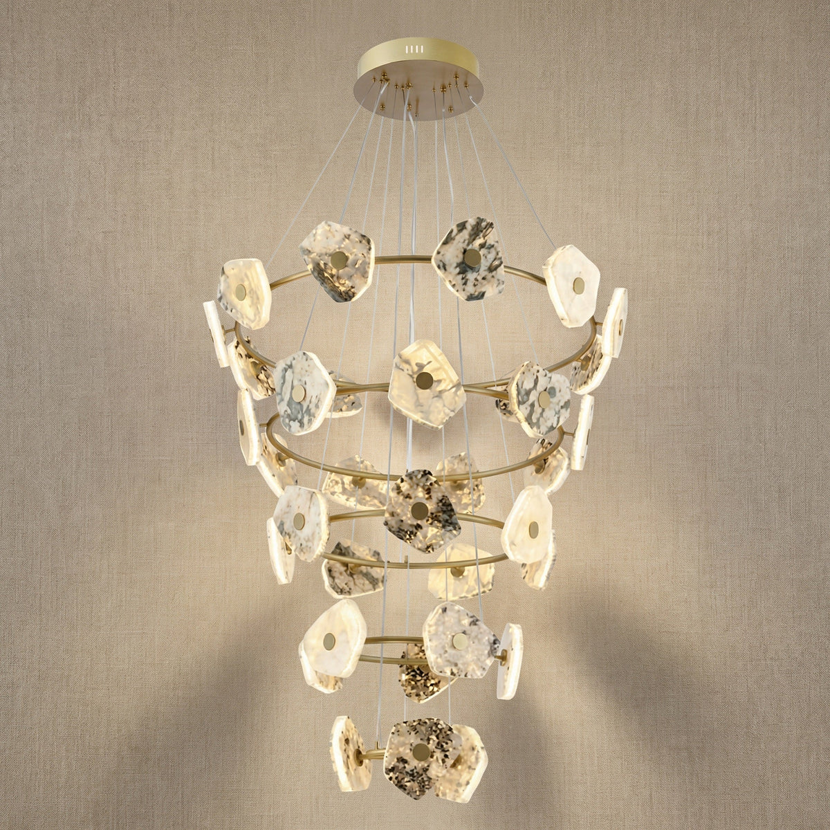 Petra Modern Natural Stone Cascading Chandelier - Blushlighting