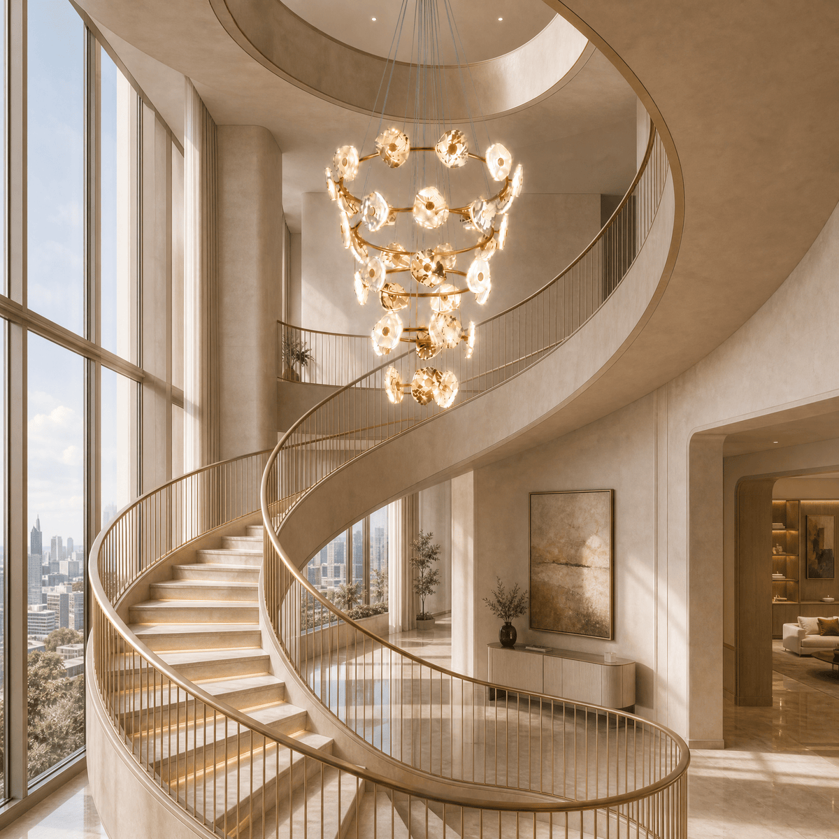 Petra Modern Natural Stone Cascading Chandelier - Blushlighting