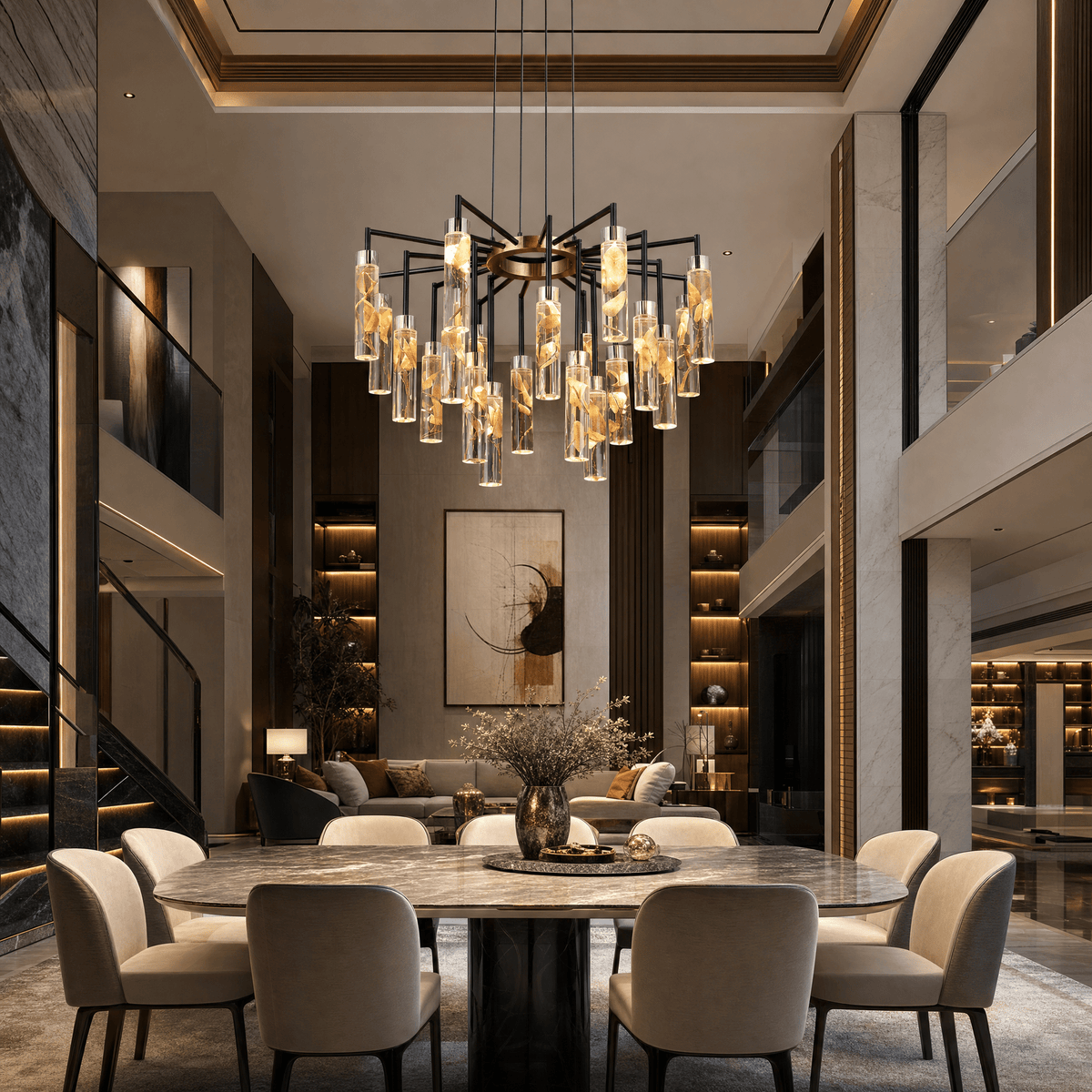 Phoenix Tree Modern Sculptural Ring Chandelier - Blushlighting