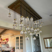 Pearl Linear Rectangle Glass Chandelier, Modern Linear Lamp for Living room
