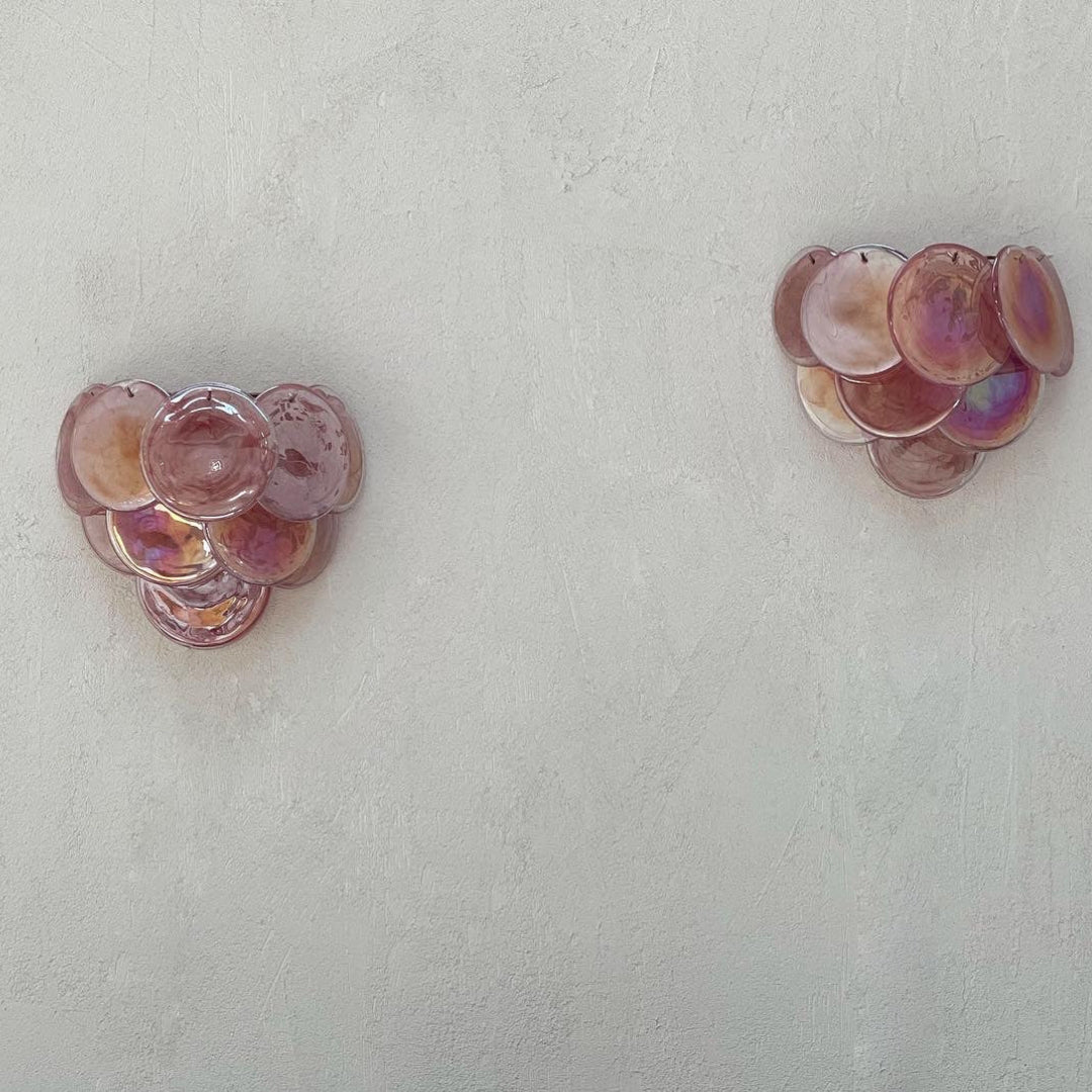 Pink Vintage Murano Glass Wall Lamp - Dia 13.4″(34cm) x H 11″(28cm) Set Of 2PinkBlushlighting