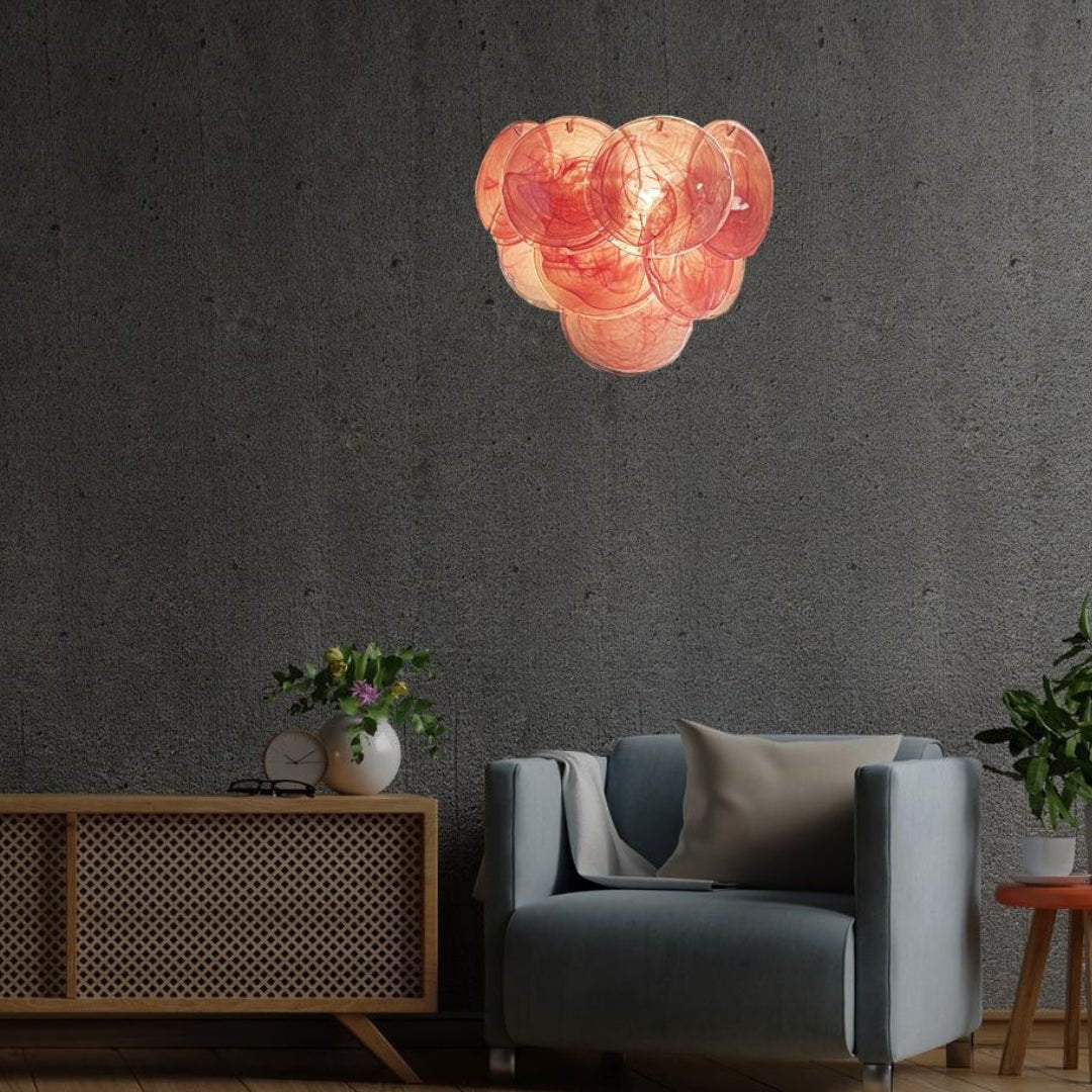 Pink Vintage Murano Glass Wall Lamp - Dia 13.4″(34cm) x H 11″(28cm)PinkBlushlighting
