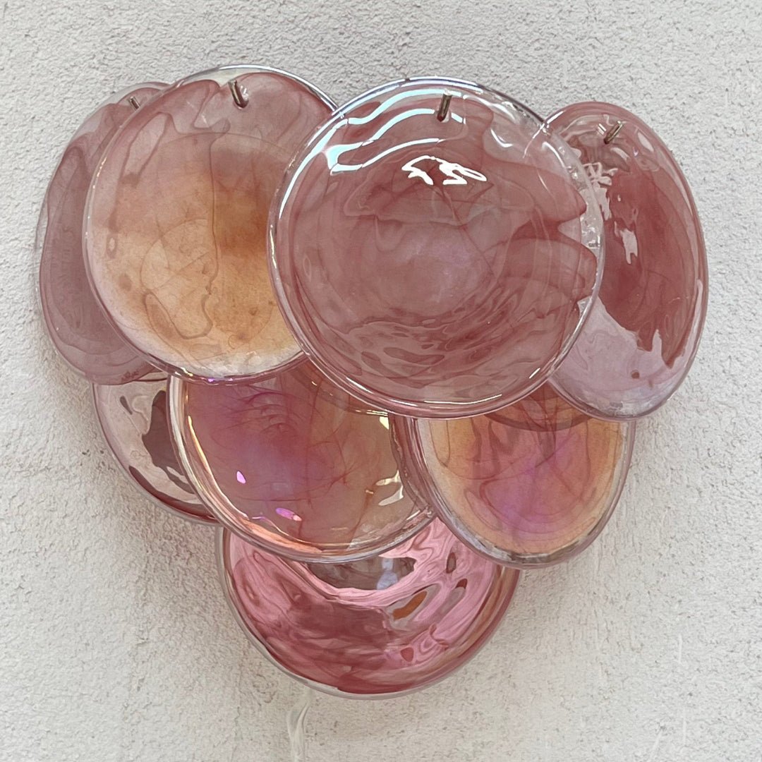 Pink Vintage Murano Glass Wall Lamp - Dia 13.4″(34cm) x H 11″(28cm) Set Of 2PinkBlushlighting