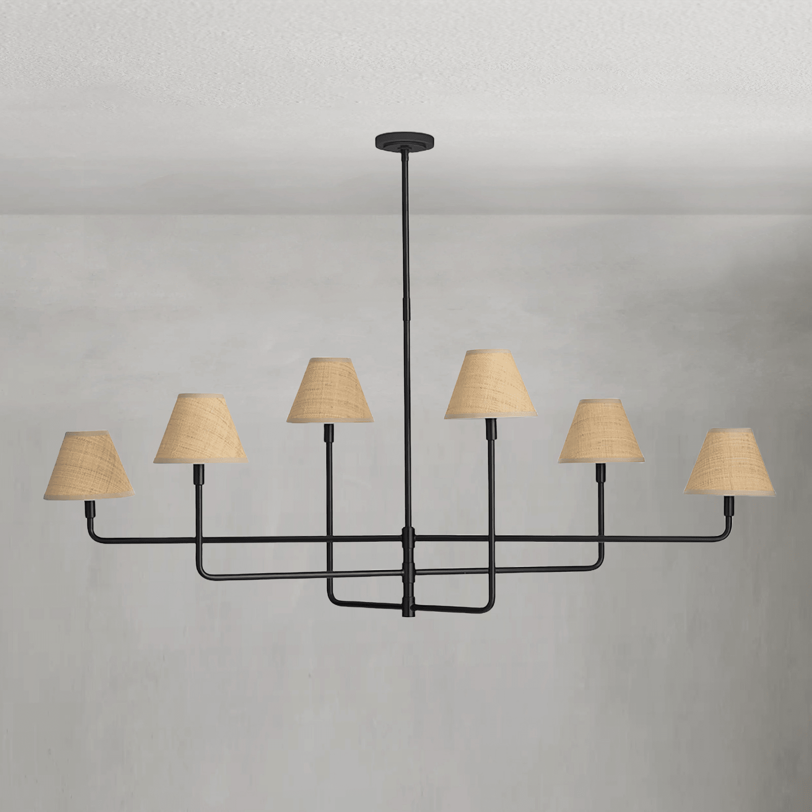 Polara Rattan Chandelier in Blackened Brass - Blushlighting