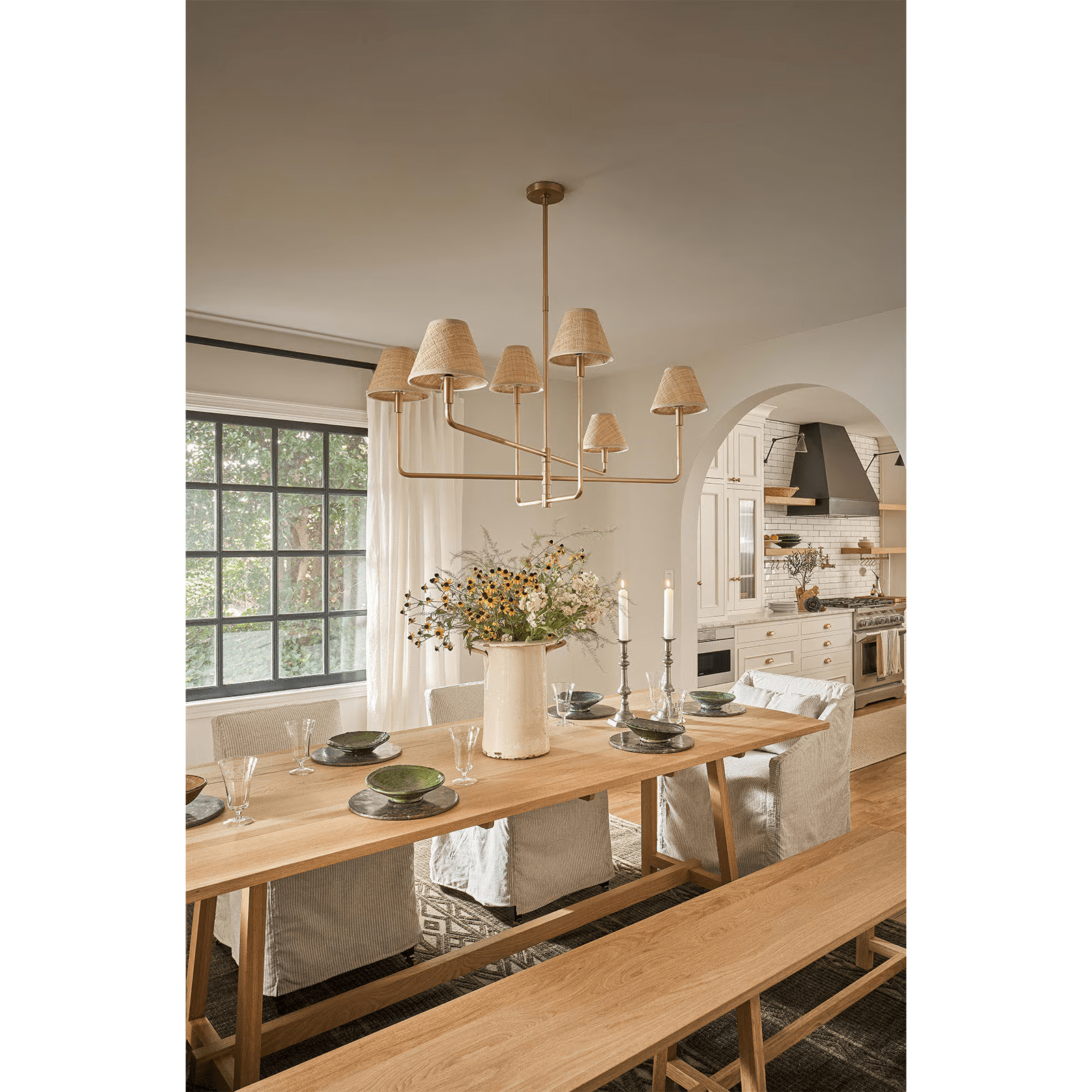Polara Rattan Chandelier in Blackened Brass - Blushlighting