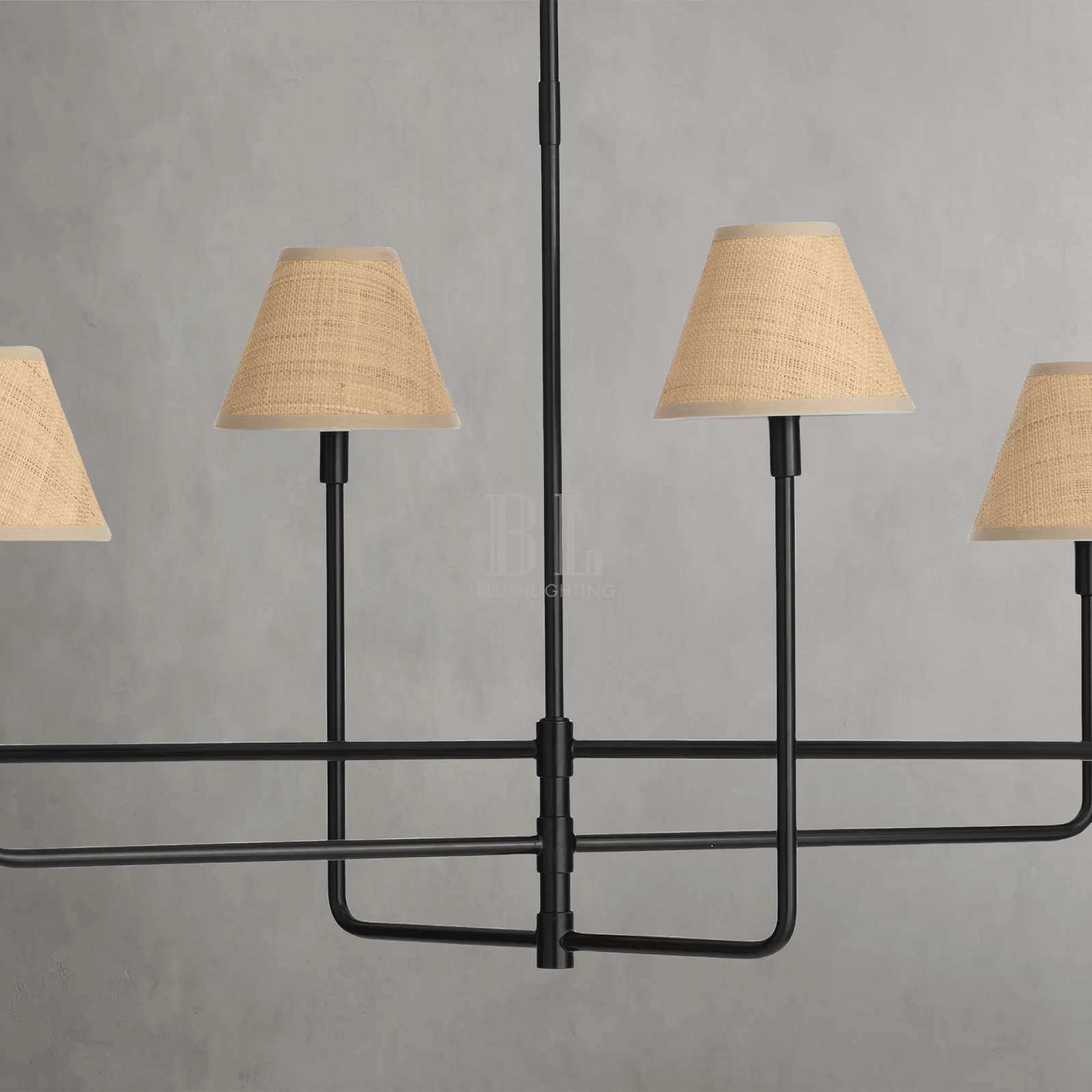 Polara Rattan Chandelier in Blackened Brass - Blushlighting