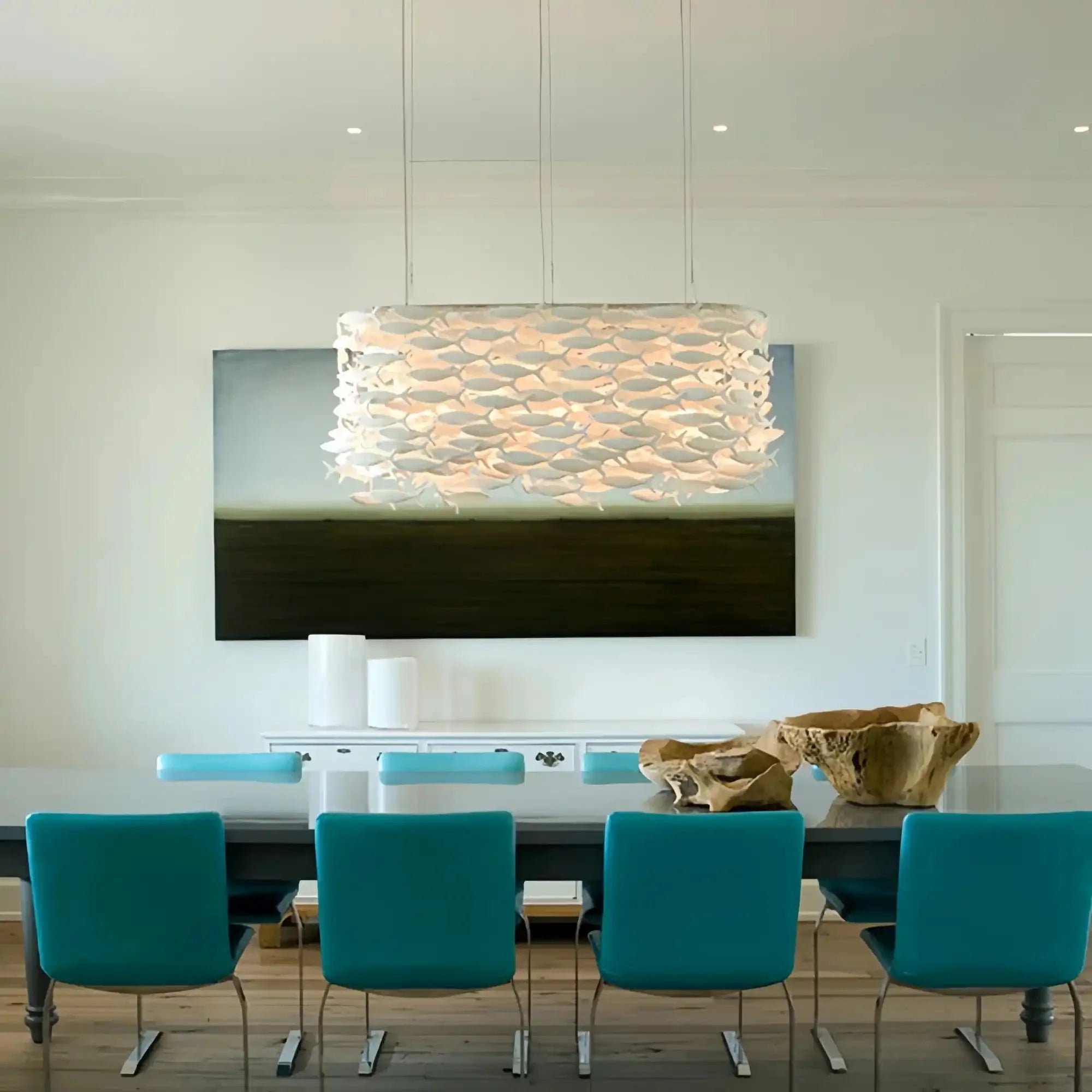 Porcelain Fish Shaped Dining Table Chandelier - Oval: 47" (120 cm) x 20" (50 cm) x 20" (50 cm)Blushlighting