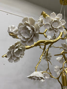 Post-Modern Art Brass and Ceramics Flower Pendant Branch Chandelier for Living/Dining Room-Chandeliers-Blushlighting