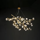 Post-Modern Art Brass and Ceramics Flower Pendant Branch Chandelier for Living/Dining Room-Chandeliers-Blushlighting