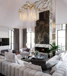 Post - Modern Extra Large Stainless Steel Long Tassel Chandelier - D39.4"*H39.4"Gold & SilverWarm LightBlushlighting