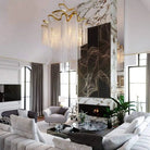 Post - Modern Extra Large Stainless Steel Long Tassel Chandelier - D39.4"*H39.4"Gold & SilverWarm LightBlushlighting
