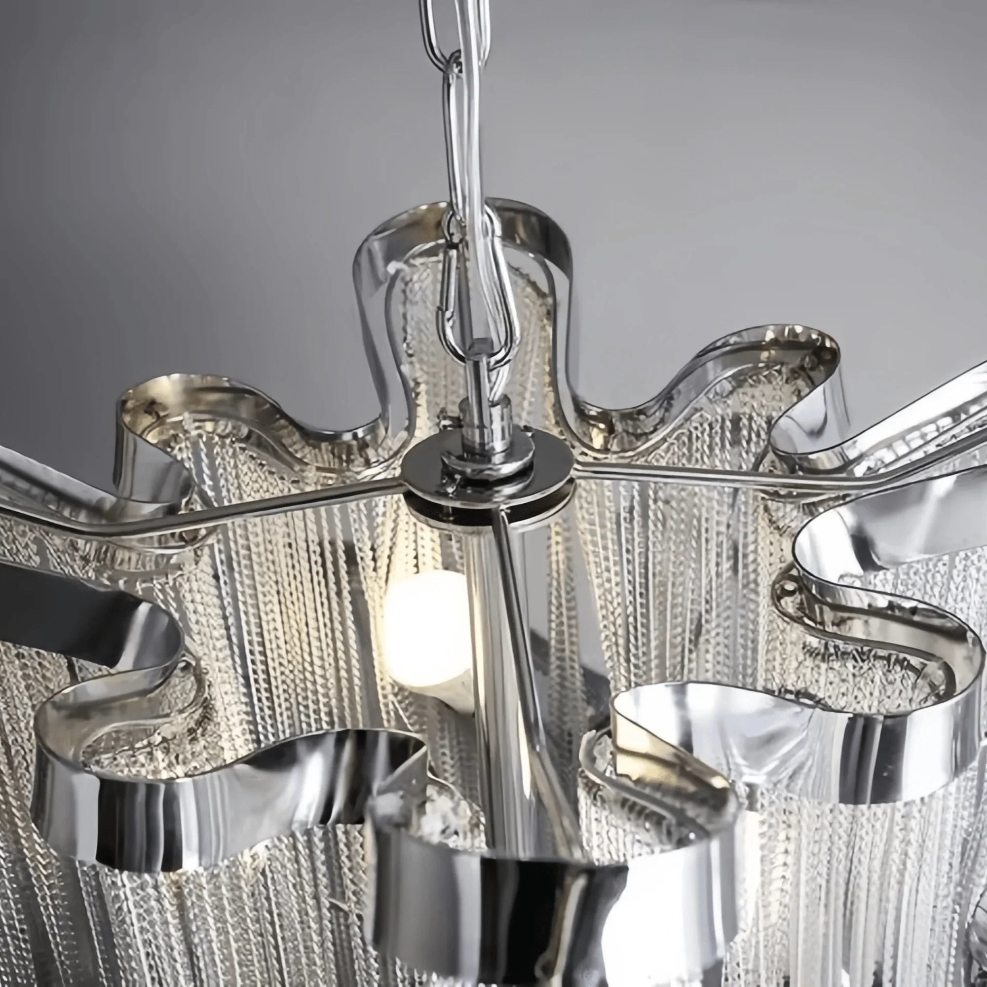 Post - Modern Extra Large Stainless Steel Long Tassel Chandelier - D47.2"*H47.2"SilverWarm LightBlushlighting