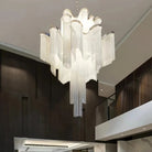 Post - Modern Extra Large Stainless Steel Long Tassel Chandelier - D47.2"*H47.2"SilverWarm LightBlushlighting