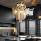 Post - Modern Extra Large Stainless Steel Long Tassel Chandelier - D47.2"*H47.2"SilverWarm LightBlushlighting