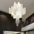 Post - Modern Extra Large Stainless Steel Long Tassel Chandelier - Blushlighting