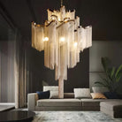 Post - Modern Extra Large Stainless Steel Long Tassel Chandelier - Blushlighting