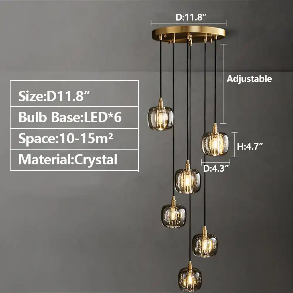 Post - modern Extra - long Pendant Light Fixtures for Staircase/High - ceiling Space/Foyer - 10 Lights: D15.8"AmberWarm LightBlushlighting