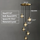 Post - modern Extra - long Pendant Light Fixtures for Staircase/High - ceiling Space/Foyer - 10 Lights: D15.8"AmberWarm LightBlushlighting