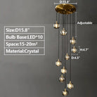 Post - modern Extra - long Pendant Light Fixtures for Staircase/High - ceiling Space/Foyer - 10 Lights: D15.8"AmberWarm LightBlushlighting