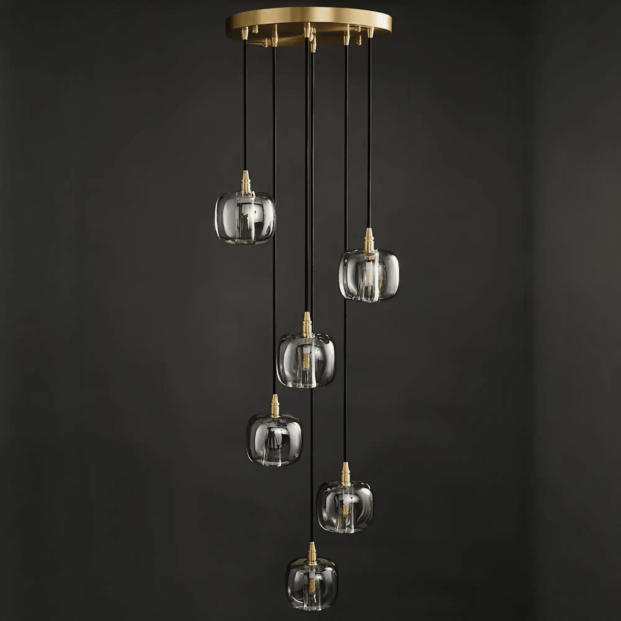 Post - modern Extra - long Pendant Light Fixtures for Staircase/High - ceiling Space/Foyer - 6 Lights: D11.8"AmberWarm LightBlushlighting