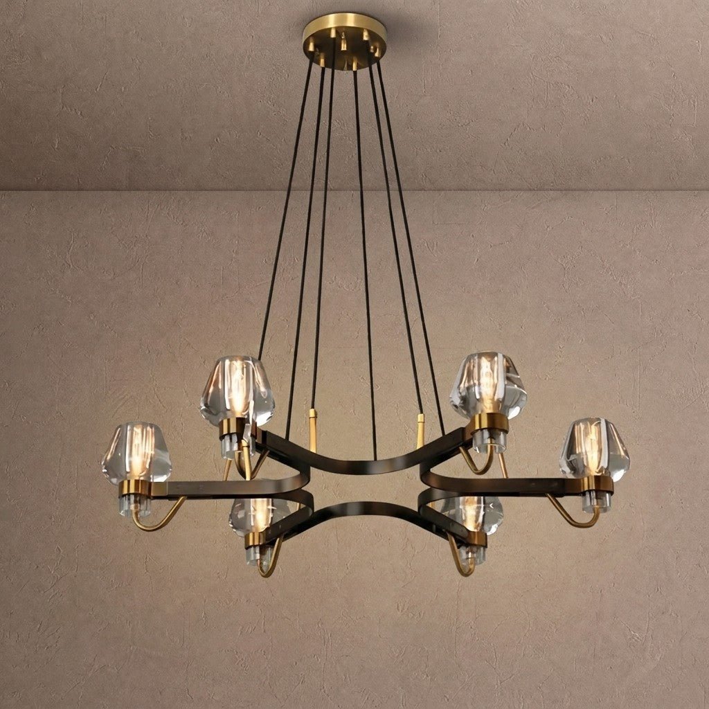 Post-modern Light Luxury Full Brass Chandelier for Living Room/Bedroom - 6 Lights: D30.7"*H8.7"/12kgClearWarm LightBlushlighting