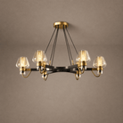 Post-modern Light Luxury Full Brass Chandelier for Living Room/Bedroom - 6 Lights: D35.8"*H8.7"/15kgClearWarm LightBlushlighting