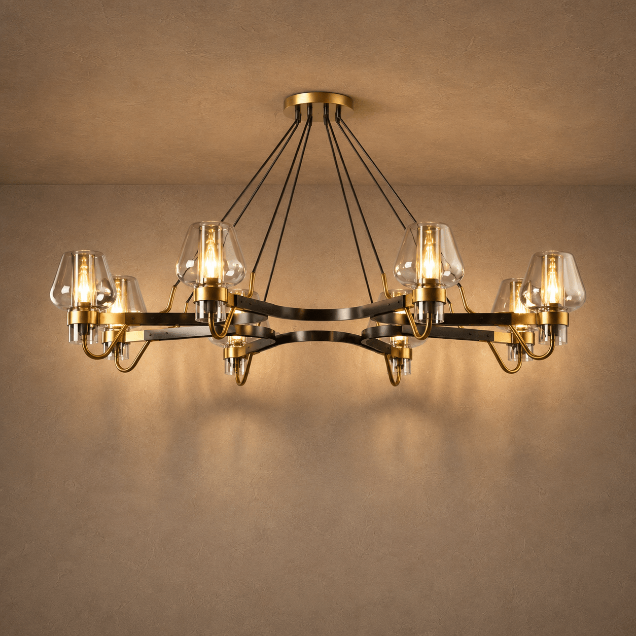 Post-modern Light Luxury Full Brass Chandelier for Living Room/Bedroom - 8 Lights: D39.4"*H8.7"ClearWarm LightBlushlighting