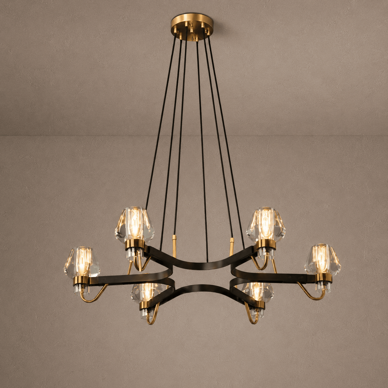Post-modern Light Luxury Full Brass Chandelier for Living Room/Bedroom - 6 Lights: D30.7"*H8.7"/12kgSmoky GreyWarm LightBlushlighting