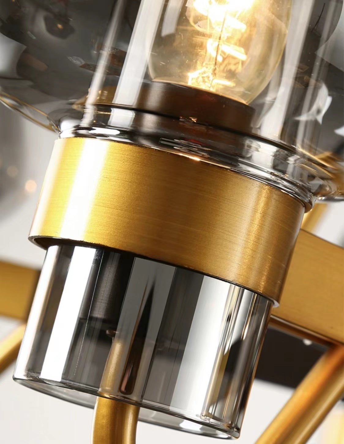 Post - modern Light Luxury Full Brass Chandelier for Living Room/Bedroom - 8 Lights: D39.4"*H8.7"Smoky GreyWarm LightBlushlighting